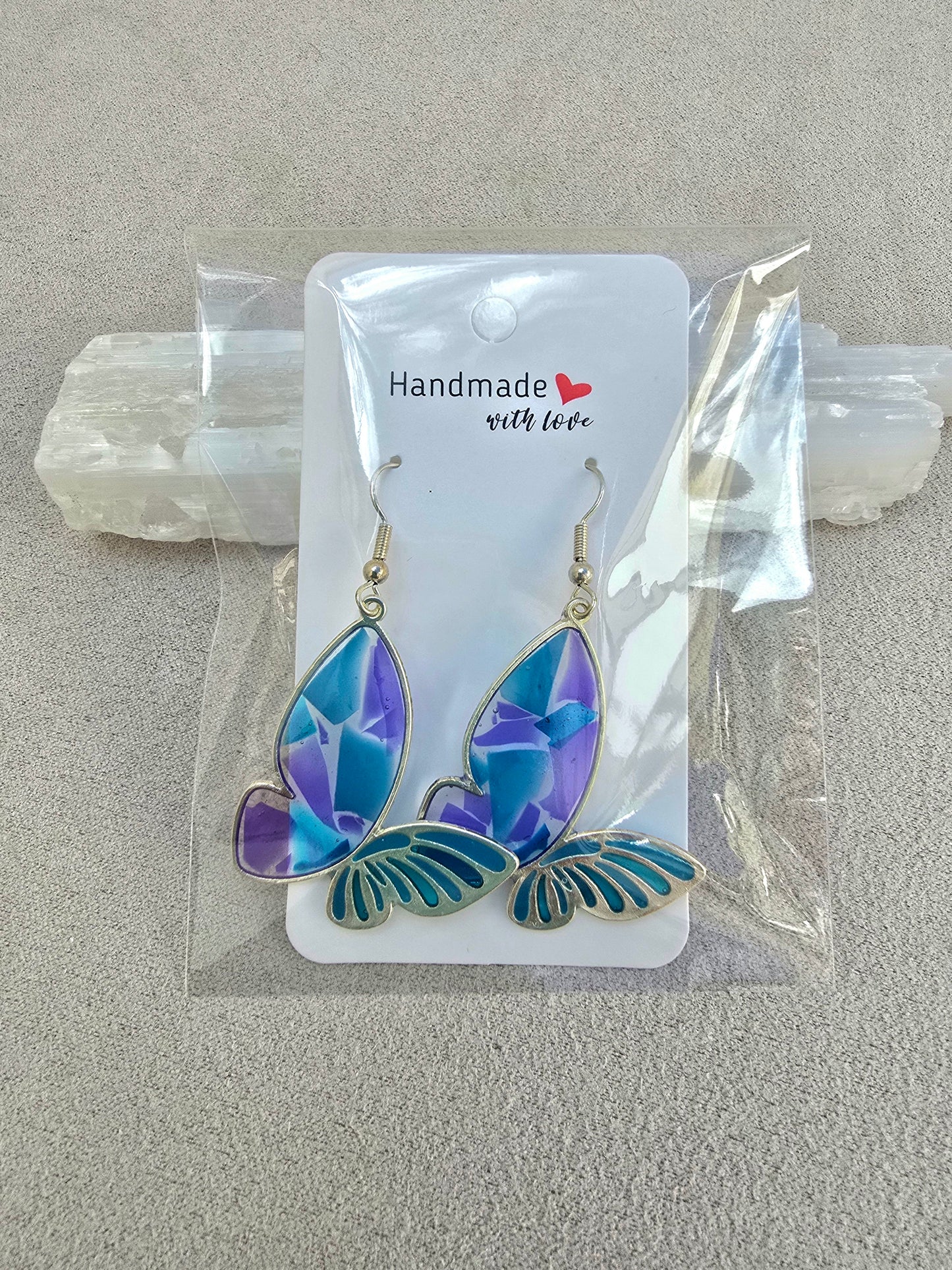 FLUORITE MOSAIC BUTTERFLY earrings.