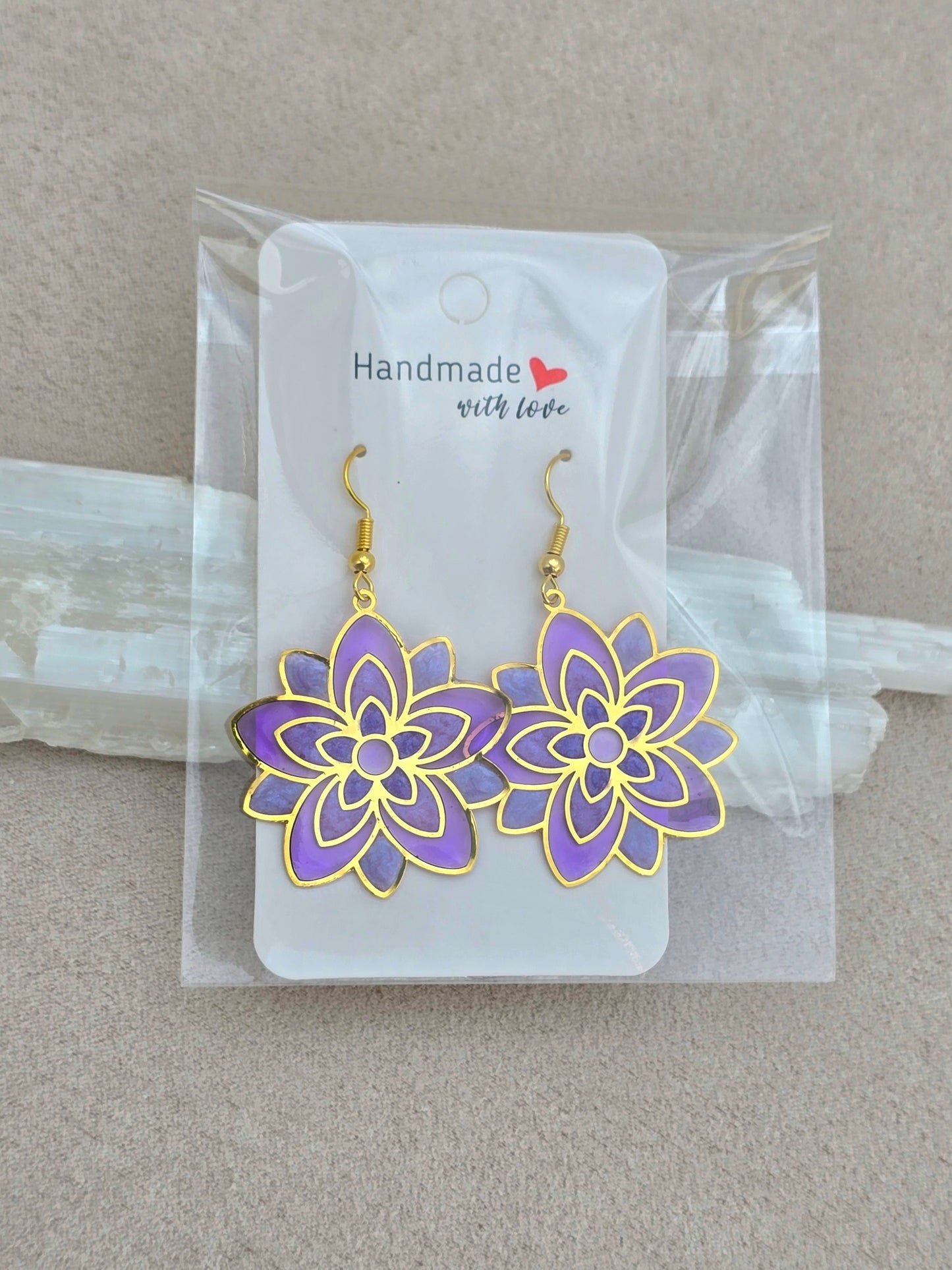 VIOLET MANDALA FLOWER earrings.