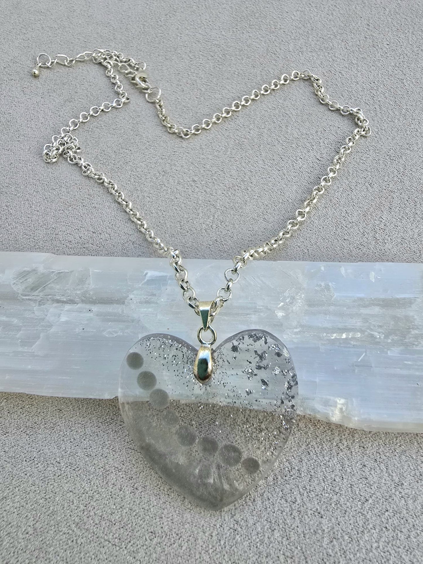 Collar CORAZÓN CRISTAL gotas de plata.