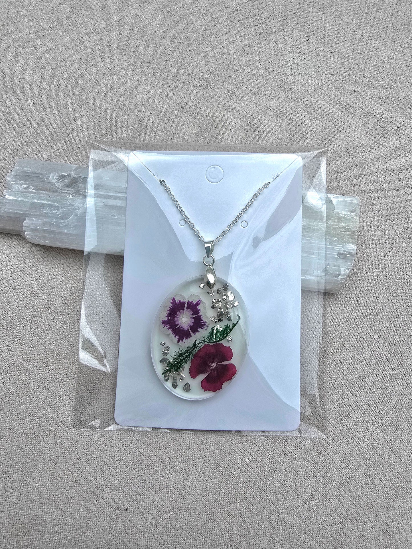 Silver Carnation Necklace.