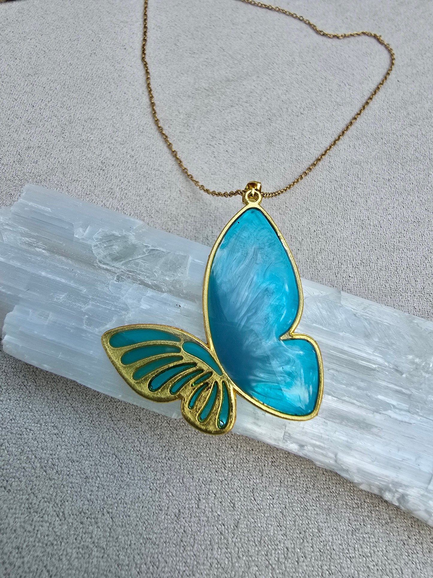 Collar MARIPOSA TURQUESA  (live)
